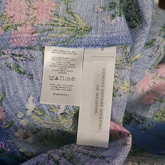 NWT LOFT Blue Wildflower Linen Blend Babydoll Dress Sz 6 - Picture 10 of 10